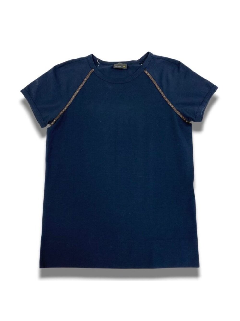 Fendi Leather Piping Top Navy Cotton Polyurethane Short Sleeve T-Shirt